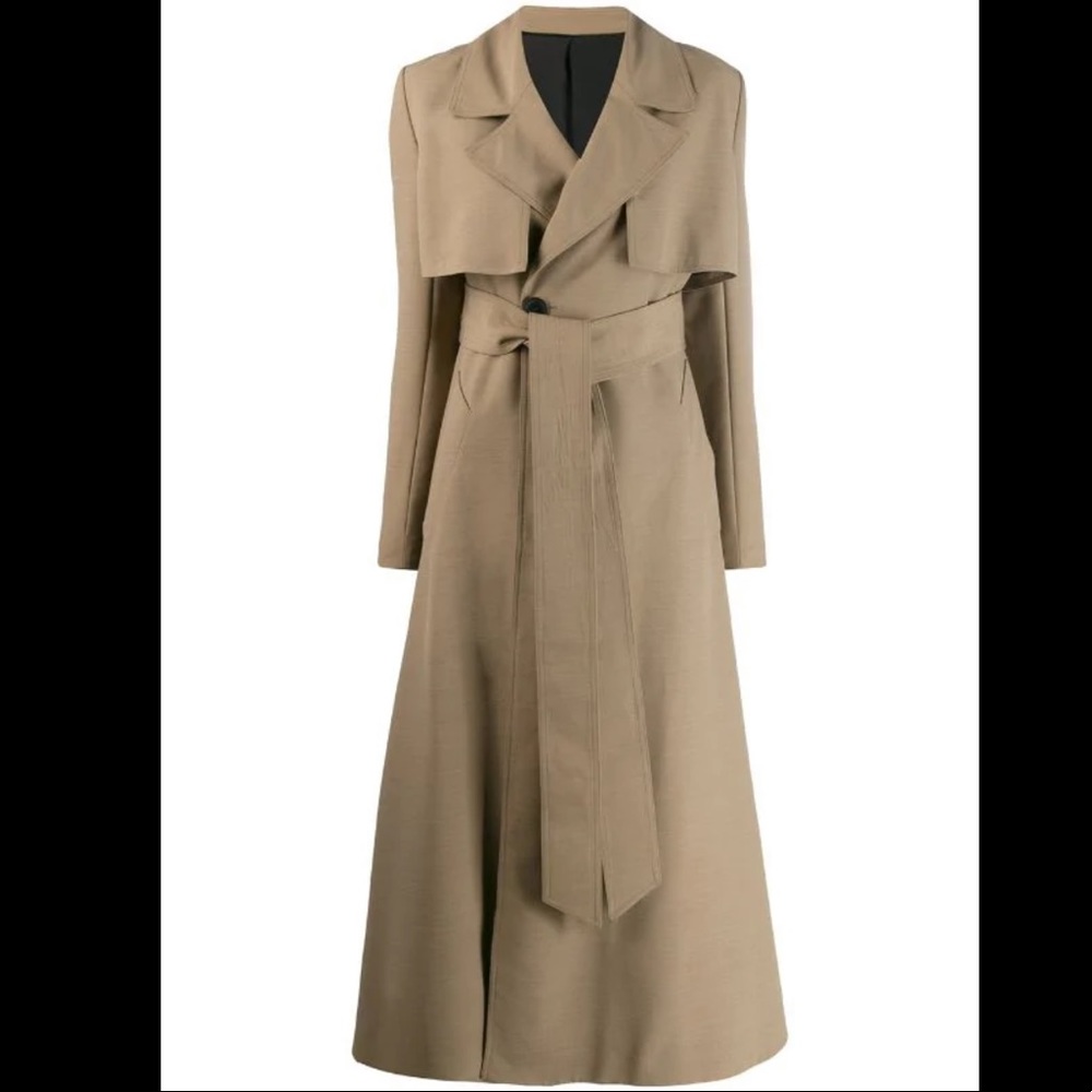 AMI Paris Large Collar Belted Trench Coat